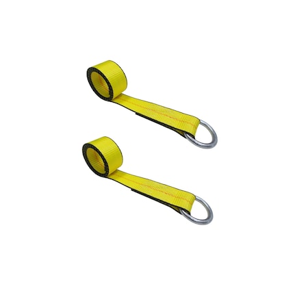 Tie 4 Safe 2" x 10' Lasso Strap w/ O Ring Auto Tie Down Wheel Lift Tow Truck Trailer, 2PK TWS21-510-W9-Y-C-2